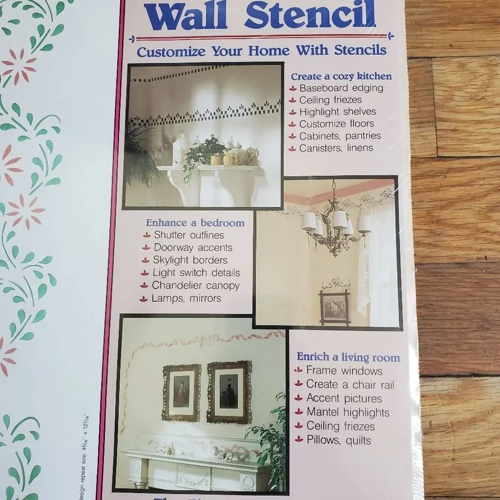 Vintage‎ floral precut wall stencil set diy NWT